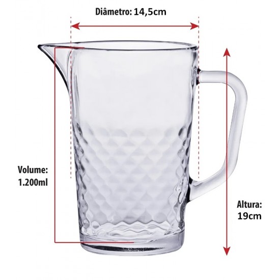 Jarra 1200ml Bubbles Em Vidro